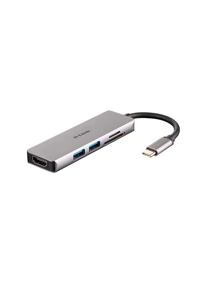 دي لينك - DUB-M530 موزع USB-C ‏5 في 1 مزود بـ HDMI وقارئ البطاقة SD/ مايكرو SD رمادي - Image 1