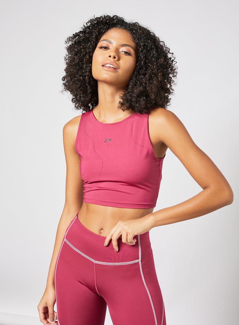 Reebok - Lux Perform Crop Top Maroon - Image 1