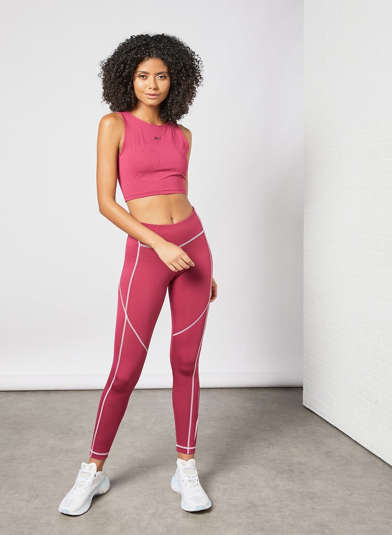 Reebok - Lux Perform Crop Top Maroon - Image 1