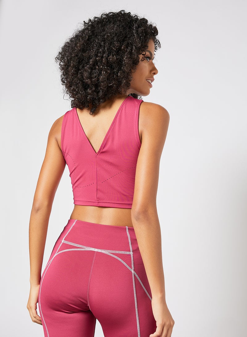 Reebok - Lux Perform Crop Top Maroon - Image 1