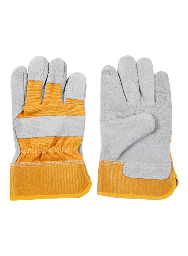 Heat Resistant Cowhide Leather Welding Gloves Yellow/Grey 27x2x13cm  - Image 3