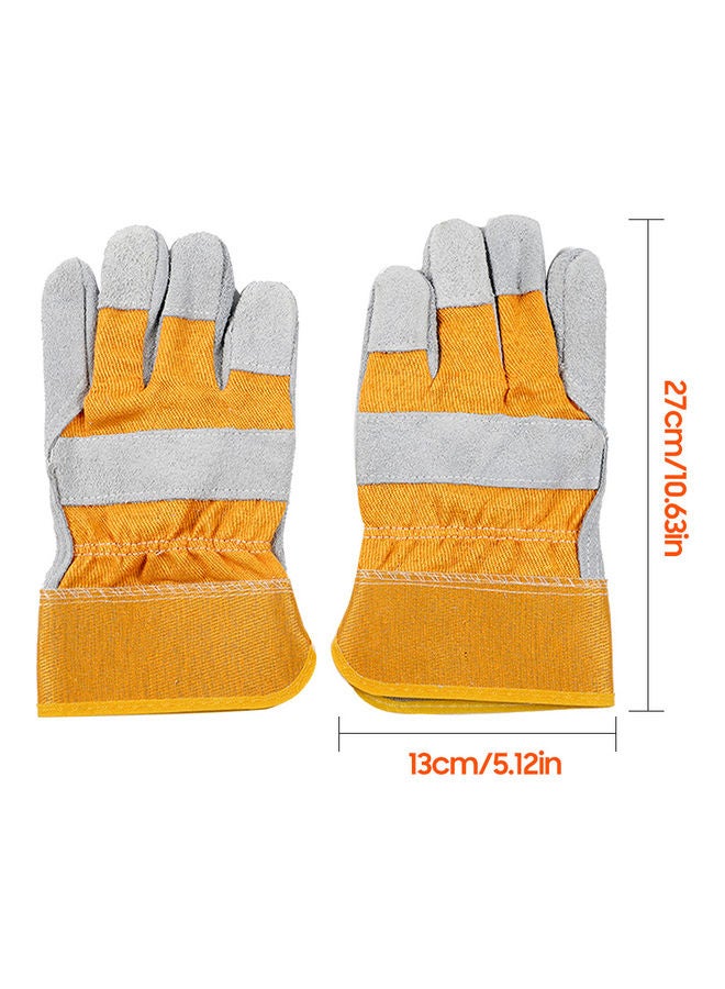 Heat Resistant Cowhide Leather Welding Gloves Yellow/Grey 27x2x13cm  - Image 2