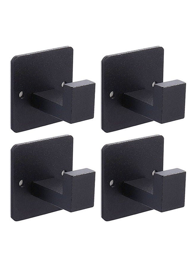 4-Piece Stainless Steel Coat And Robe Hook Black 5.5x5.5x4.5cm  - Image 1