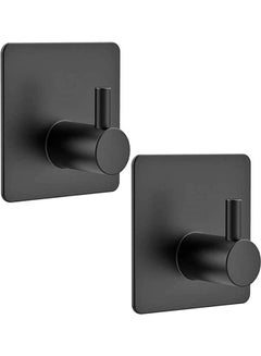 Generic 2-Piece Stainless Steel Hanging Coat, Hat,Towel Robe Hook for Bathroom and Bedroom Black 4.5 x 4.5 x 2.6cm  - Image 1
