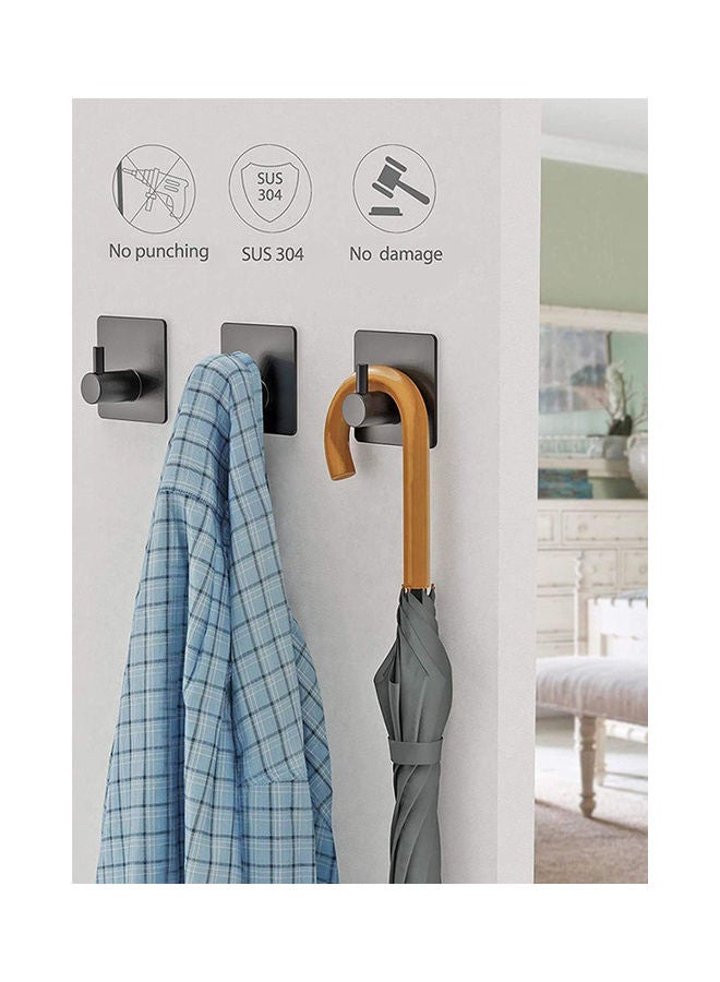 2-Piece Stainless Steel Hanging Coat, Hat,Towel Robe Hook for Bathroom and Bedroom Black 4.5 x 4.5 x 2.6cm  - Image 3