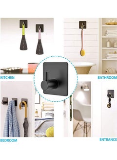 Generic 2-Piece Stainless Steel Hanging Coat, Hat,Towel Robe Hook for Bathroom and Bedroom Black 4.5 x 4.5 x 2.6cm  - Image 5