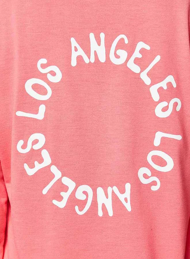 Closet By Styli Back Print Long Sleeve T-Shirt Pink