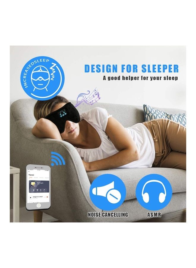 Sleeping Eye Mask  With Built-In Bluetooth Headphones Black