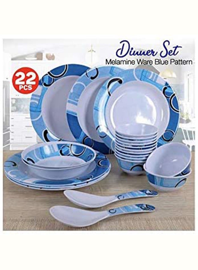 royal mark 22-Piece Melamine Ware Dinner Set Rmds-9722 White/Blue - Image 5