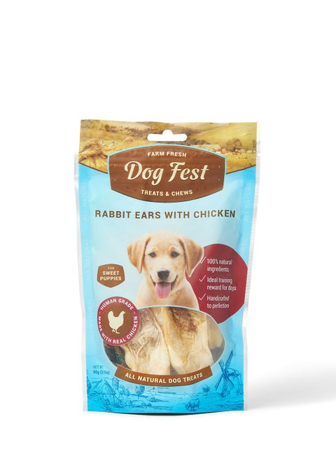 Rabbit Ears With Chicken Dog Treats 90grams