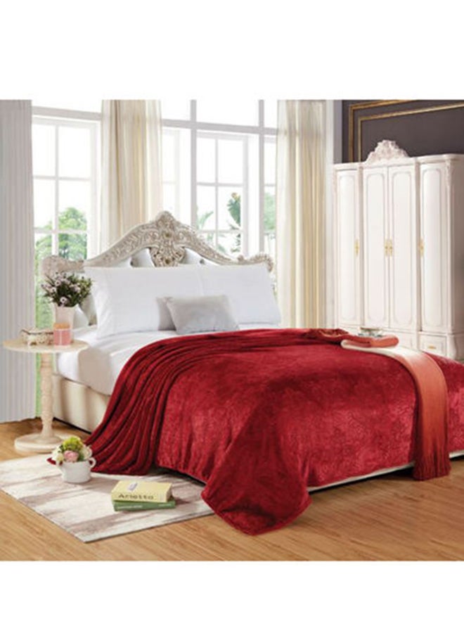 Moon 1 Piece Soft Carved Bed Blanket King Size Flannel Red 220x200cm  - Image 3