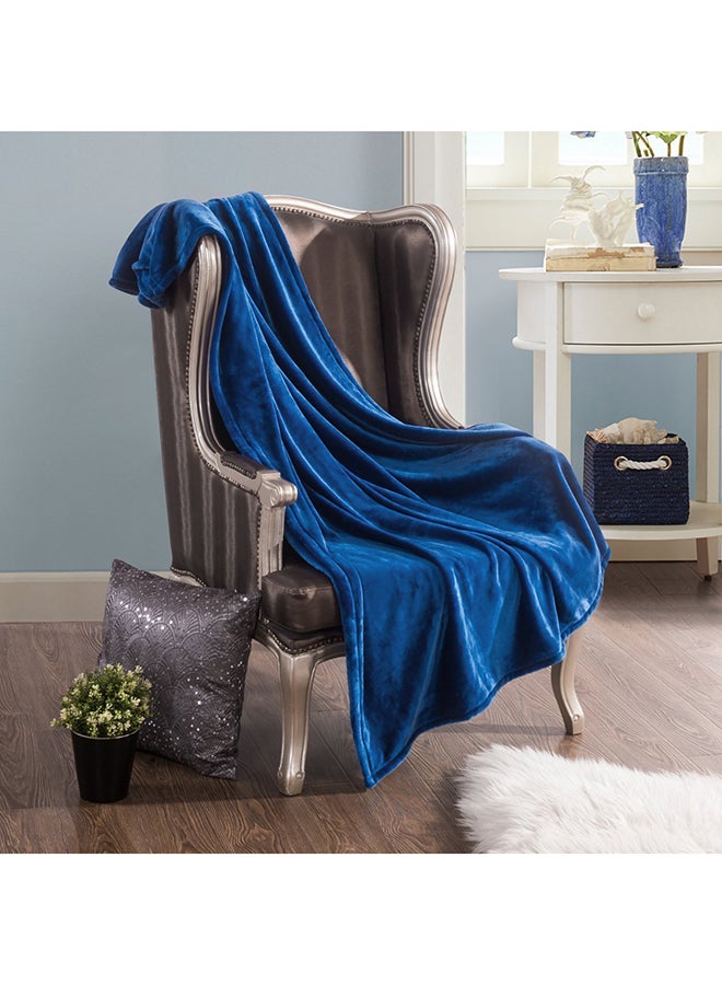 Moon 1 Piece Soft King Size Bed Blanket Flannel Royal Blue 220x200cm  - Image 2