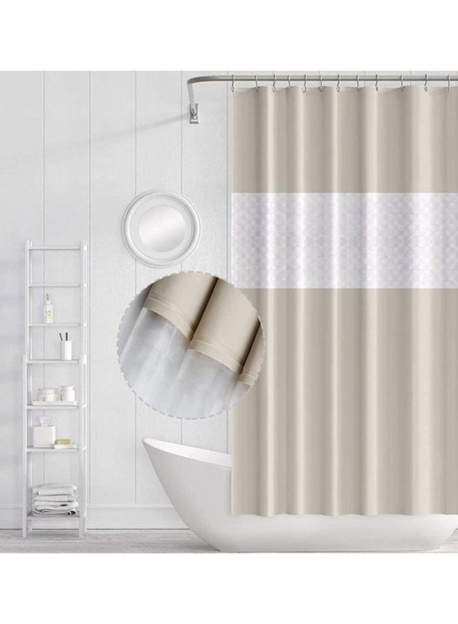 EVA Waterproof Bathroom Curtain With 12 Hooks Beige 200 x 180cm  - Image 3
