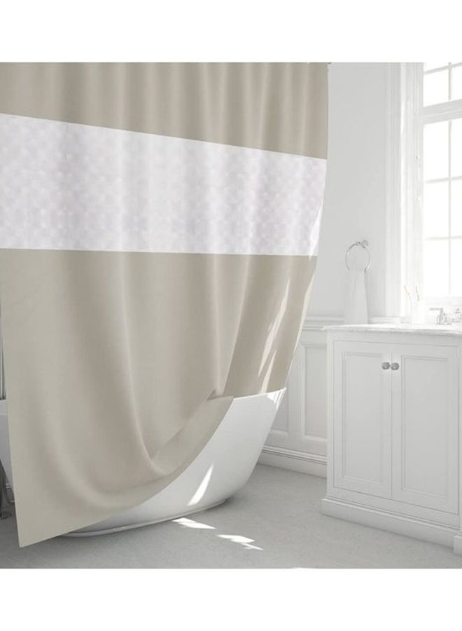 EVA Waterproof Bathroom Curtain With 12 Hooks Beige 200 x 180cm  - Image 5