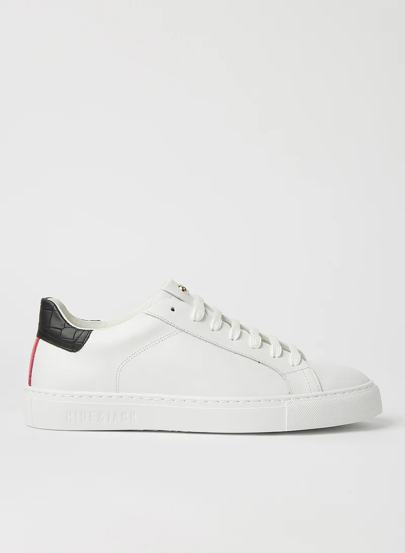 Hide & Jack Contrast Panel Leather Sneakers White/Black