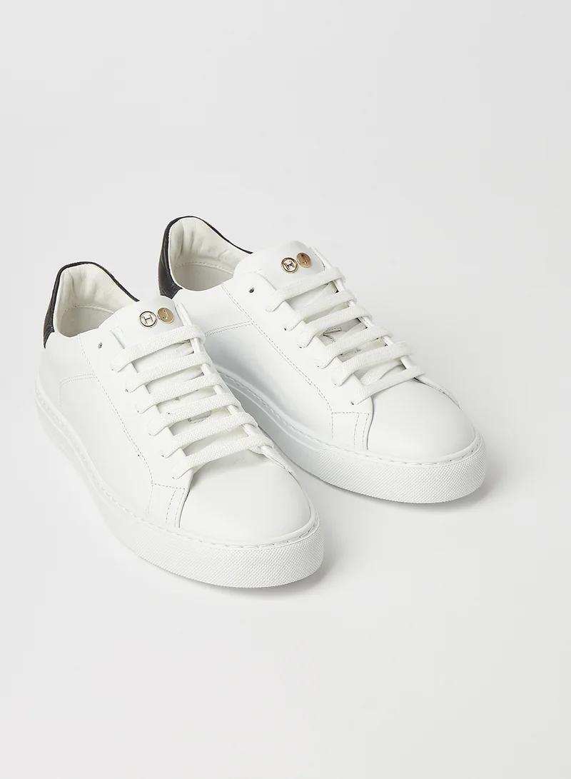 Hide & Jack Contrast Panel Leather Sneakers White/Black