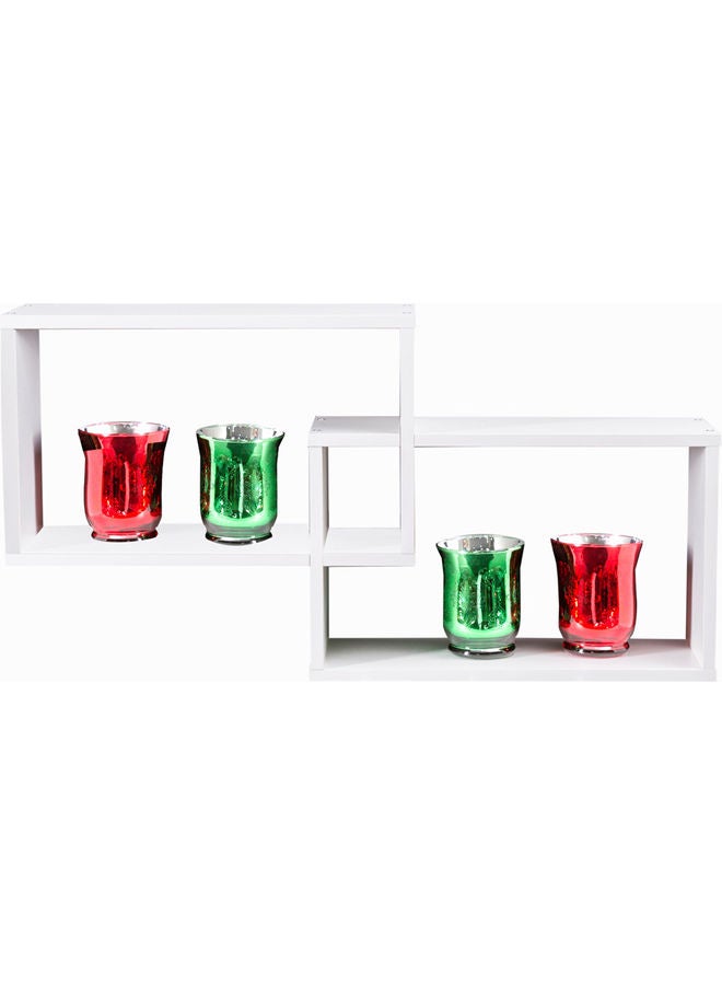 دبيلو تي- إيزي كير رف جداري خشبي بتصميم مزخرف متقاطعة أبيض 66.5 x 34.7 x 14.7سم - Image 1