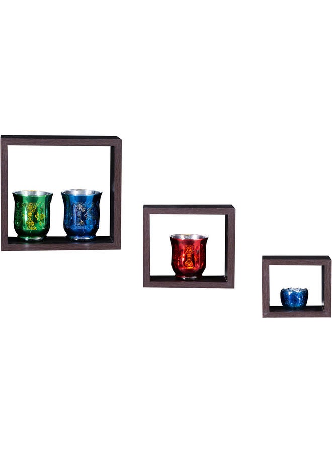 دبيلو تي- إيزي كير طقم رفوف خشبية جدارية مكون من 3 قطع خشب البلوط 25 x 25 x 9سم - Image 1