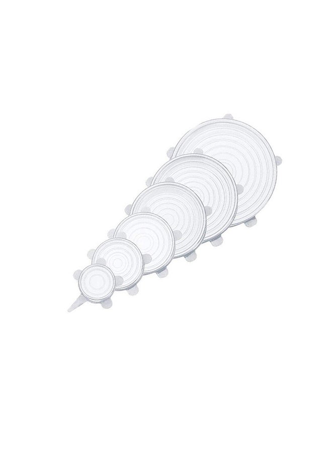 O Ozone 6 In 1 Reusable Strong Sealing Silicone Lids for Kitchen Utensils White 22cm  - Image 1