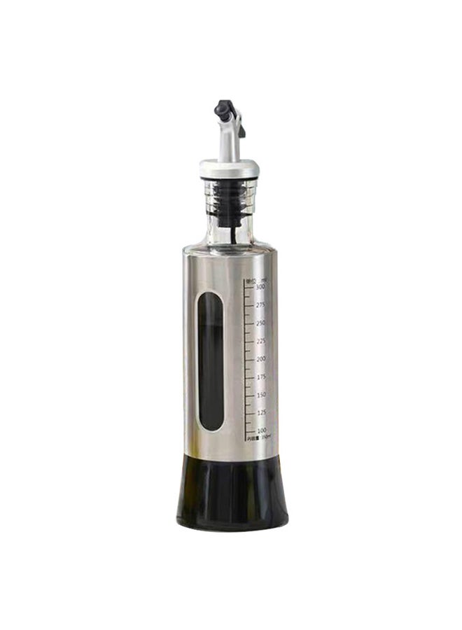 O Ozone Air-Tight Glass Oil Dispenser Bottle With Drip Stopper Silver/Black/Clear 300ml - Image 1