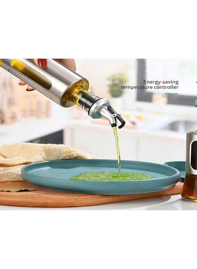 O Ozone Air-Tight Glass Oil Dispenser Bottle With Drip Stopper Silver/Black/Clear 300ml - Image 2