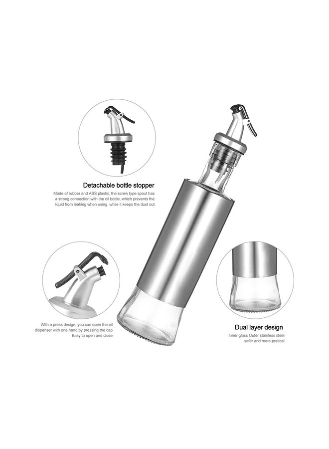 O Ozone Air-Tight Glass Oil Dispenser Bottle With Drip Stopper Silver/Black/Clear 300ml - Image 3