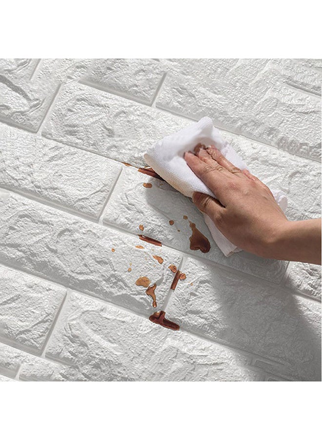 أو أوزون - طقم ورق حائط لاصق بتصميم طوب ثلاثي الأبعاد مكون من 10 قطع أبيض 77x70سم - Image 1