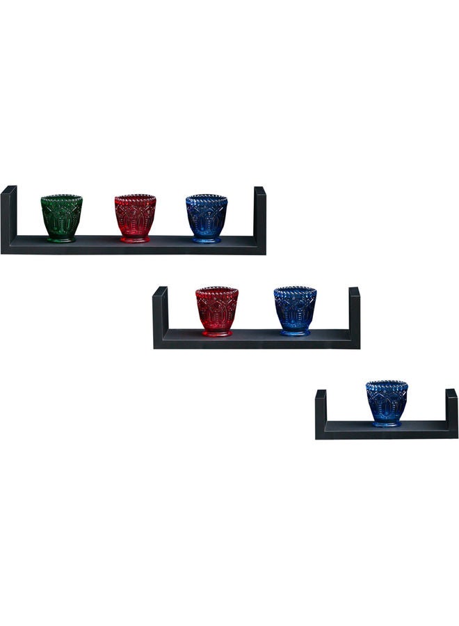 WT-EASYCARE - U-Shaped Floating Shelves Black 42.5x10.2x10.2cm - Image 1