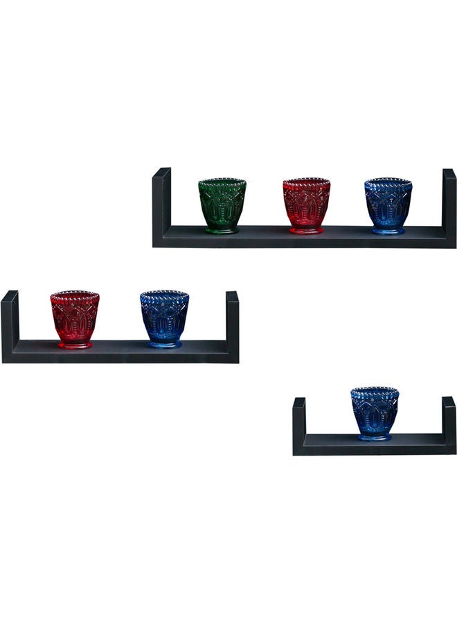 WT-EASYCARE - U-Shaped Floating Shelves Black 42.5x10.2x10.2cm - Image 1