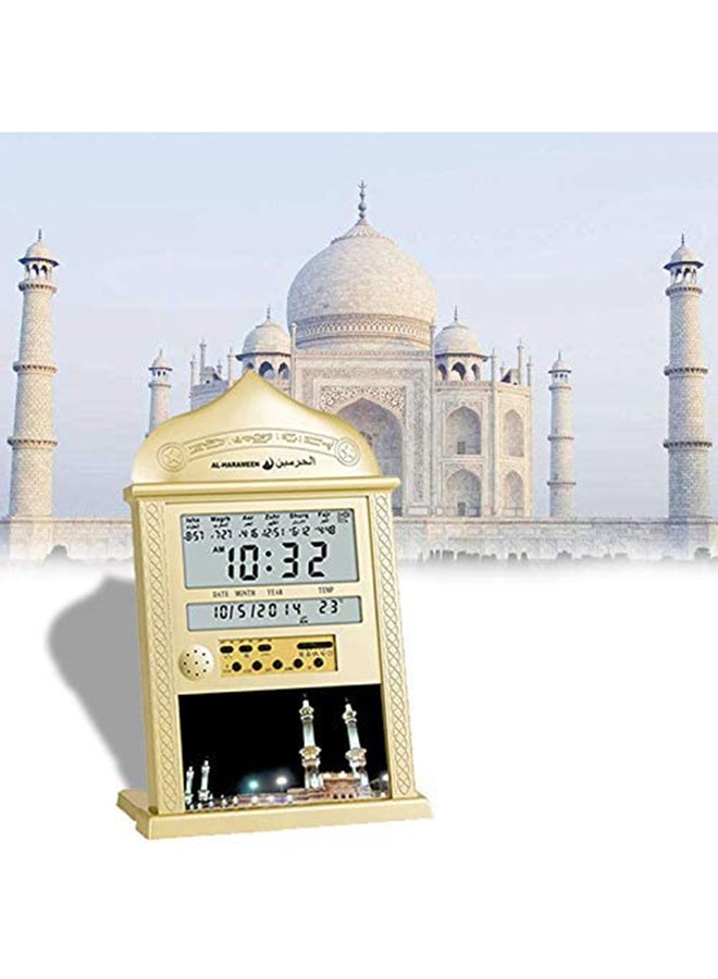 الحرمين ساعات إسلامية بصوت الآذان وأوقات الصلاة بشاشة LED فضي 20.5 x 33سم  - Image 3