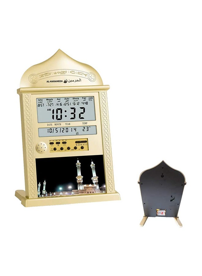 الحرمين ساعات إسلامية بصوت الآذان وأوقات الصلاة بشاشة LED فضي 20.5 x 33سم  - Image 4