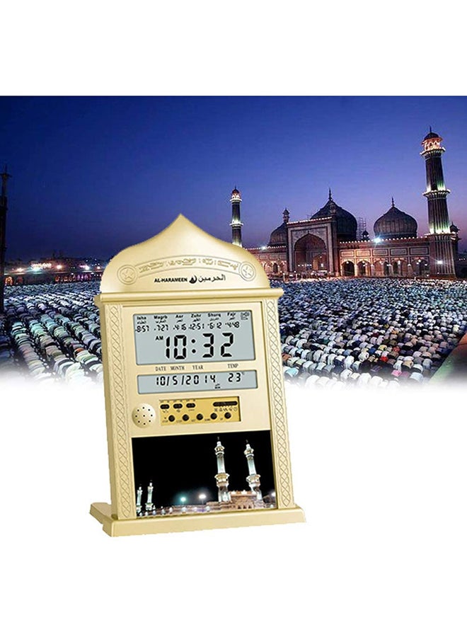 الحرمين ساعات إسلامية بصوت الآذان وأوقات الصلاة بشاشة LED فضي 20.5 x 33سم  - Image 5