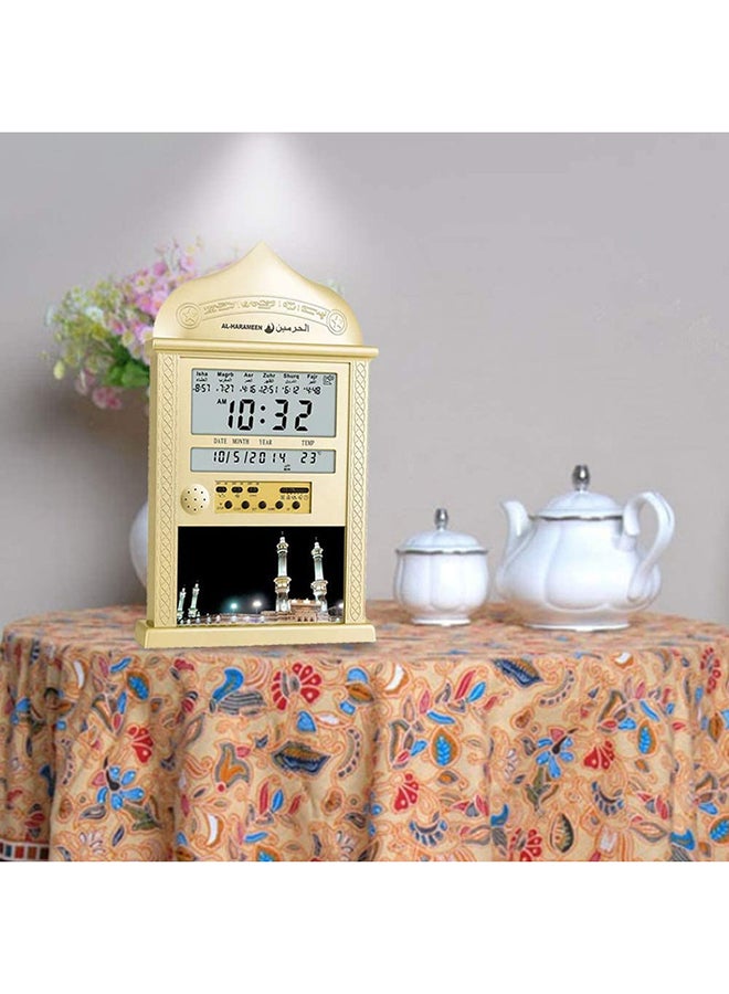 Digital LED Islamic Mosque Azan Clock For Prayer Silver 20.5 x 33cm