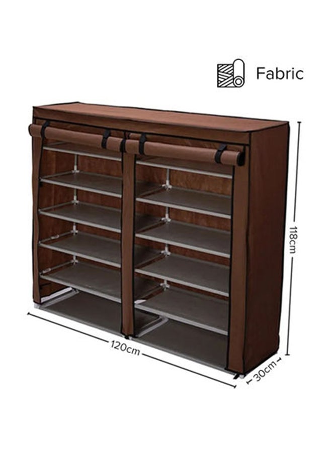 ALMUFARREJ 12-Layer Rectangle Shoe Rack 24 pairs of shoe Brown/Grey/Black 120x30x118cm  - Image 2