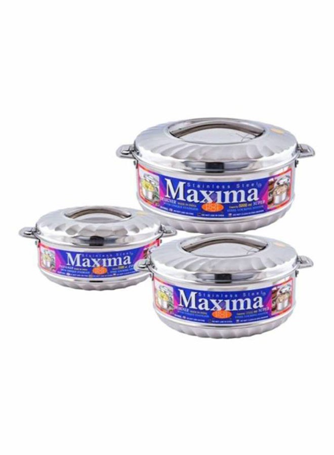 Maxima 3-Piece Stainless Steel Casserole Set Silver 2500ml - Image 2