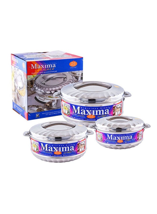 Maxima 3-Piece Stainless Steel Casserole Set Silver 2500ml - Image 3