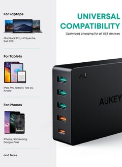 Aukey 5 Port USB-C And QC 3.0  45W PD Charging Station,PA-Y23 Black  - Image 3