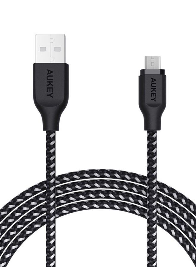 Aukey - Braided Nylon USB 2.0 to Micro USB Cable 2M AM2 Black - Image 1