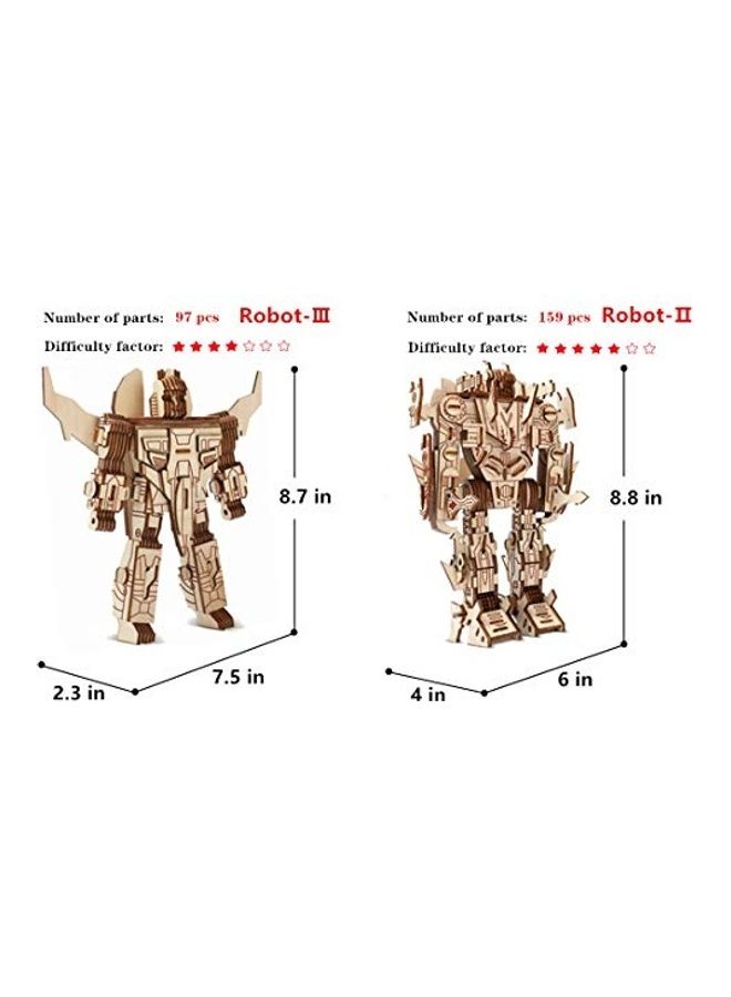 4-Piece  3D Wooden Robot Puzzle Set 9inch - Image 3