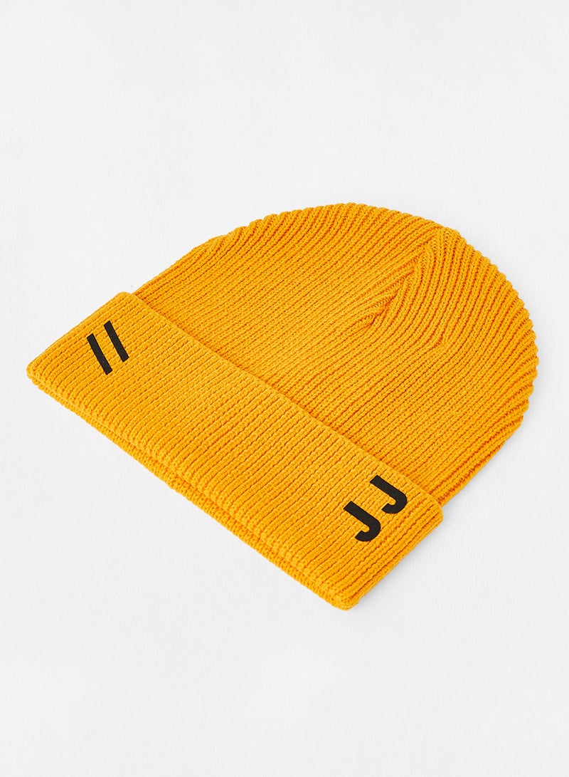 JACK & JONES Knitted Signature Beanie Dark Cheddar - Image 3