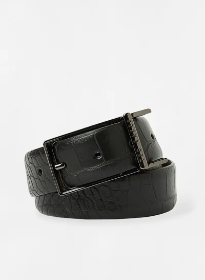 Ted Baker Croc Effect Leather Belt Black