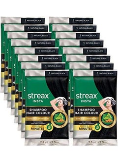 Streax Pack Of 16 Insta Shampoo Hair Colour Natural Black 240ml  - Image 1
