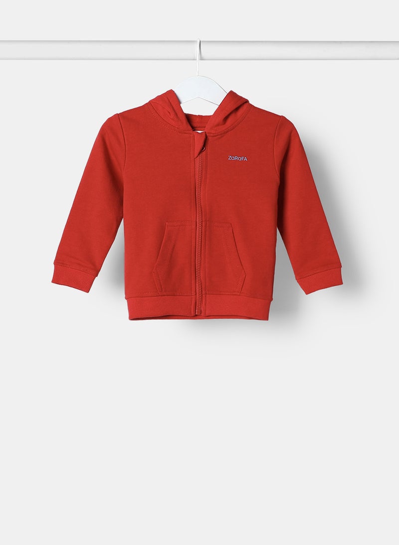 Zarafa Casual Hooded Zip Through Red  - Image 1
