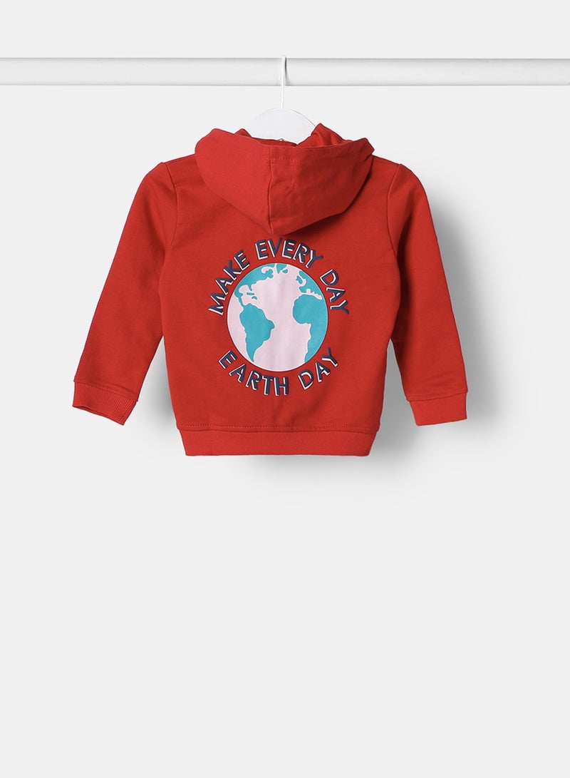 Zarafa Casual Hooded Zip Through Red  - Image 2