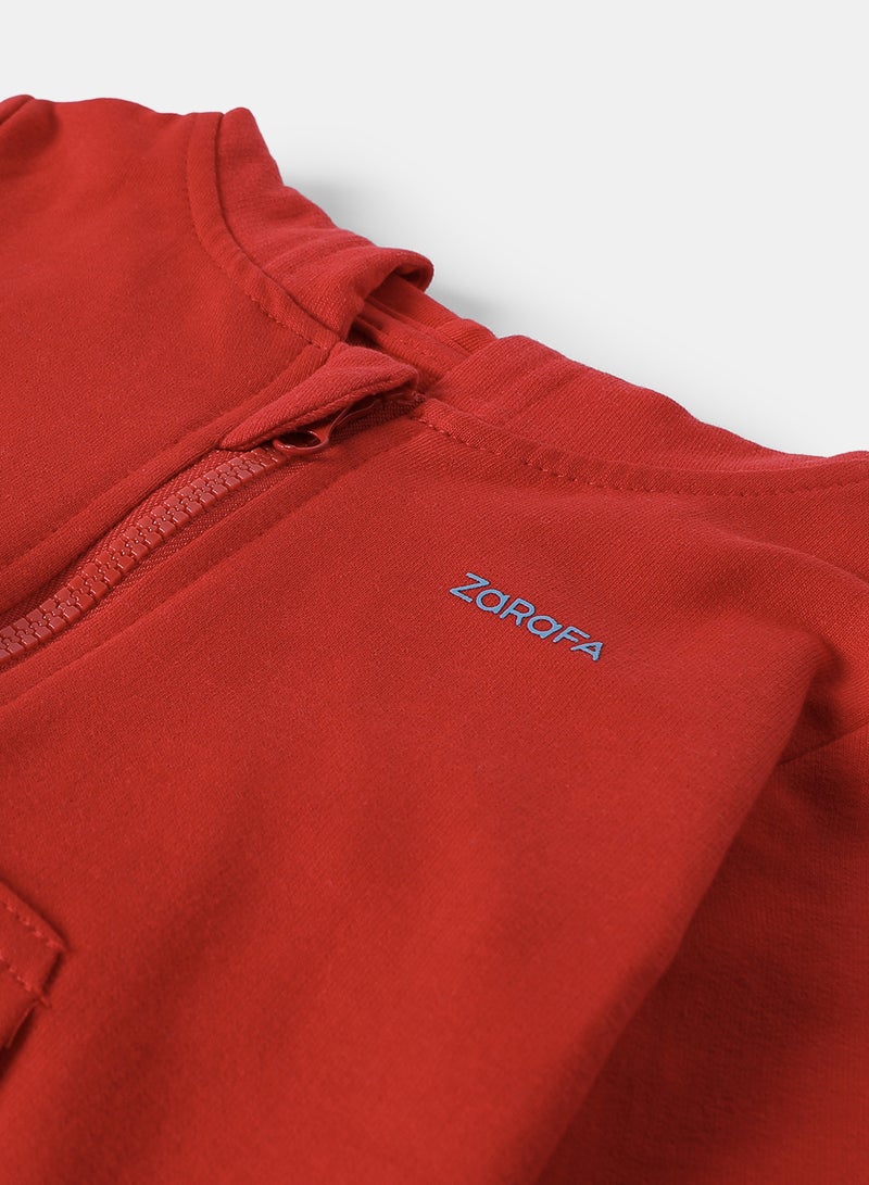 Zarafa Casual Hooded Zip Through Red  - Image 4