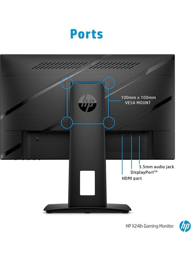 HP - X24iH Gaming Monitor, 144 Hz Refresh Rate, 1ms Response, Ultrawide IPS 24 Inch Panel Screen, Height Adjustable Stand, AMD FreeSync Premium Certified for Entry-Level Players Black - Image 1