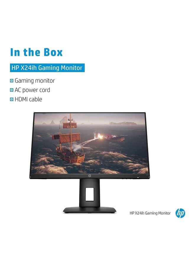 HP - X24iH Gaming Monitor, 144 Hz Refresh Rate, 1ms Response, Ultrawide IPS 24 Inch Panel Screen, Height Adjustable Stand, AMD FreeSync Premium Certified for Entry-Level Players Black - Image 1