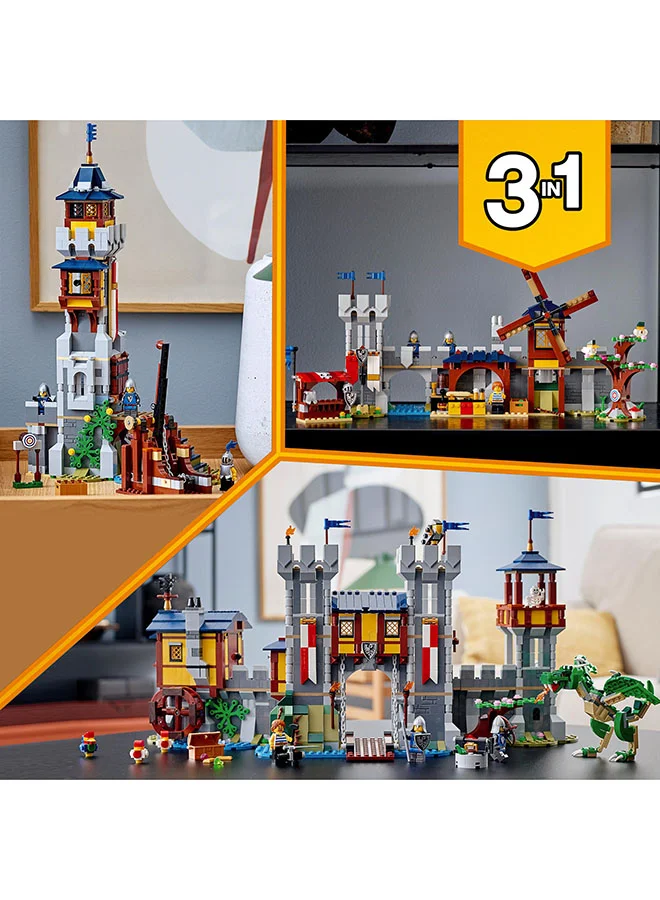 ليغو 6333048 Creator 3In1 Medieval Castle 31120 Building Kit; Castle With Moat And Drawbridge, Featuring A Dragon Toy And 3 Minifigures; Cool Toys For Kids Who Love Lego Sets And Imaginative Play (1,426 Pieces) 9+ Years