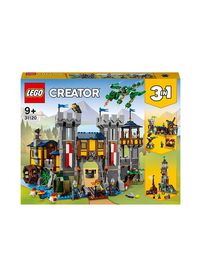 ليغو 6333048 Creator 3In1 Medieval Castle 31120 Building Kit; Castle With Moat And Drawbridge, Featuring A Dragon Toy And 3 Minifigures; Cool Toys For Kids Who Love Lego Sets And Imaginative Play (1,426 Pieces) 9+ Years