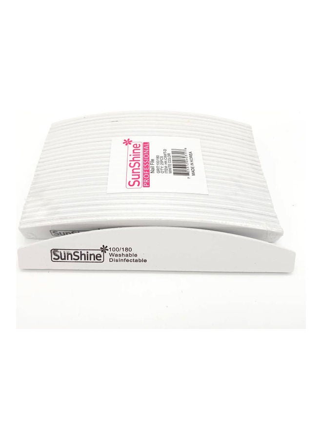 صن شاين مبرد أظافر على شكل هلال 25 قطعة 100/180 حبيبة - Image 1